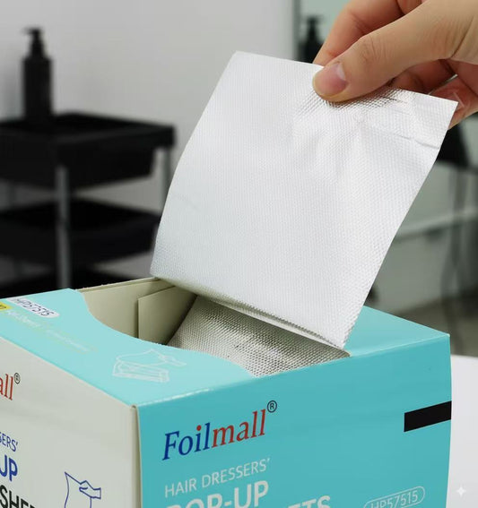 Foilmall Professional Pop-Up Hair Foil Sheets – 500 Count, Silver, 5 × 10.75 in, 15 Micron, Embossed